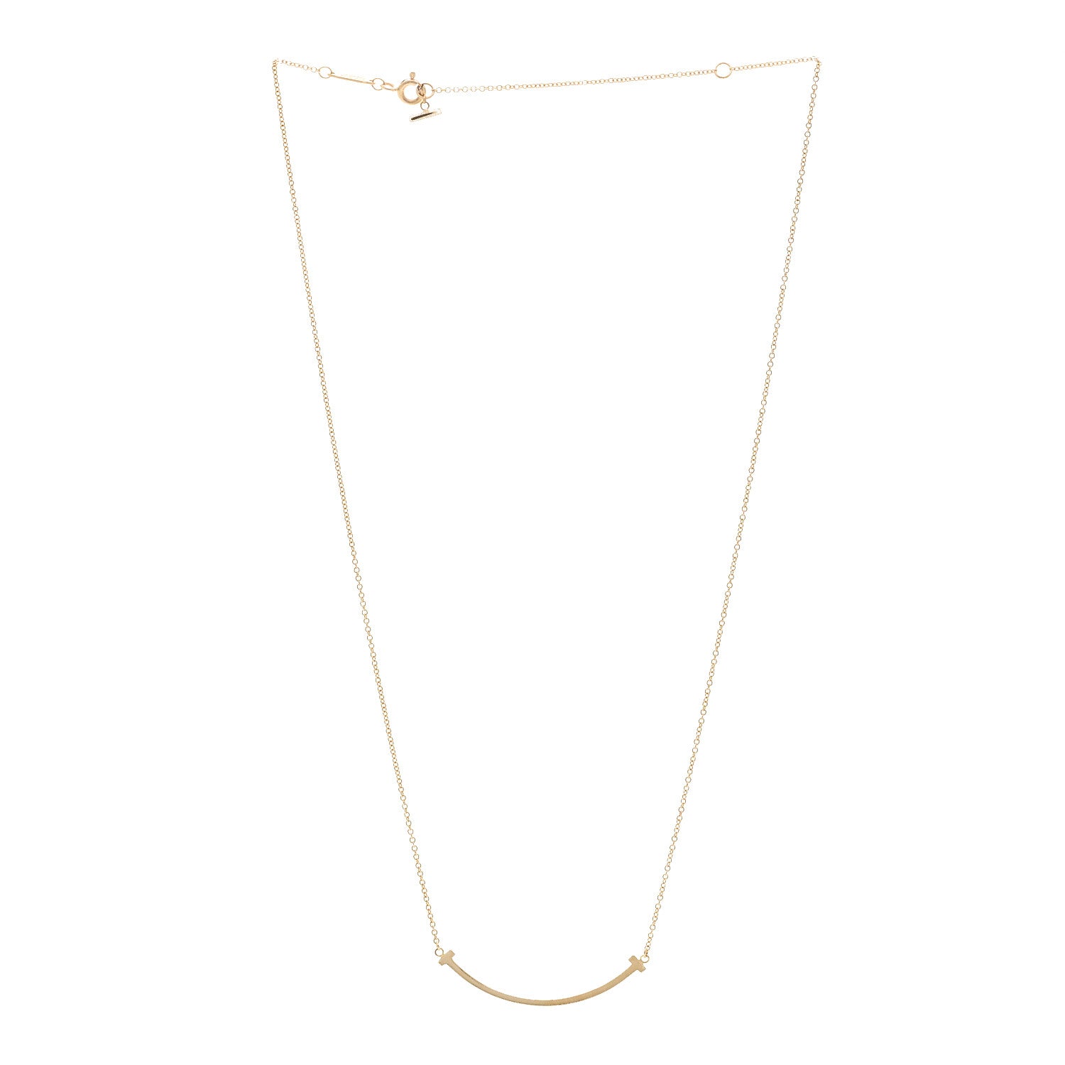 Tiffany 18K Yellow Gold Small T Smile Pendant Necklace 3 of 5