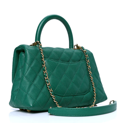 Chanel Caviar Quilted Small Coco Handle Flap Green 2 of 5