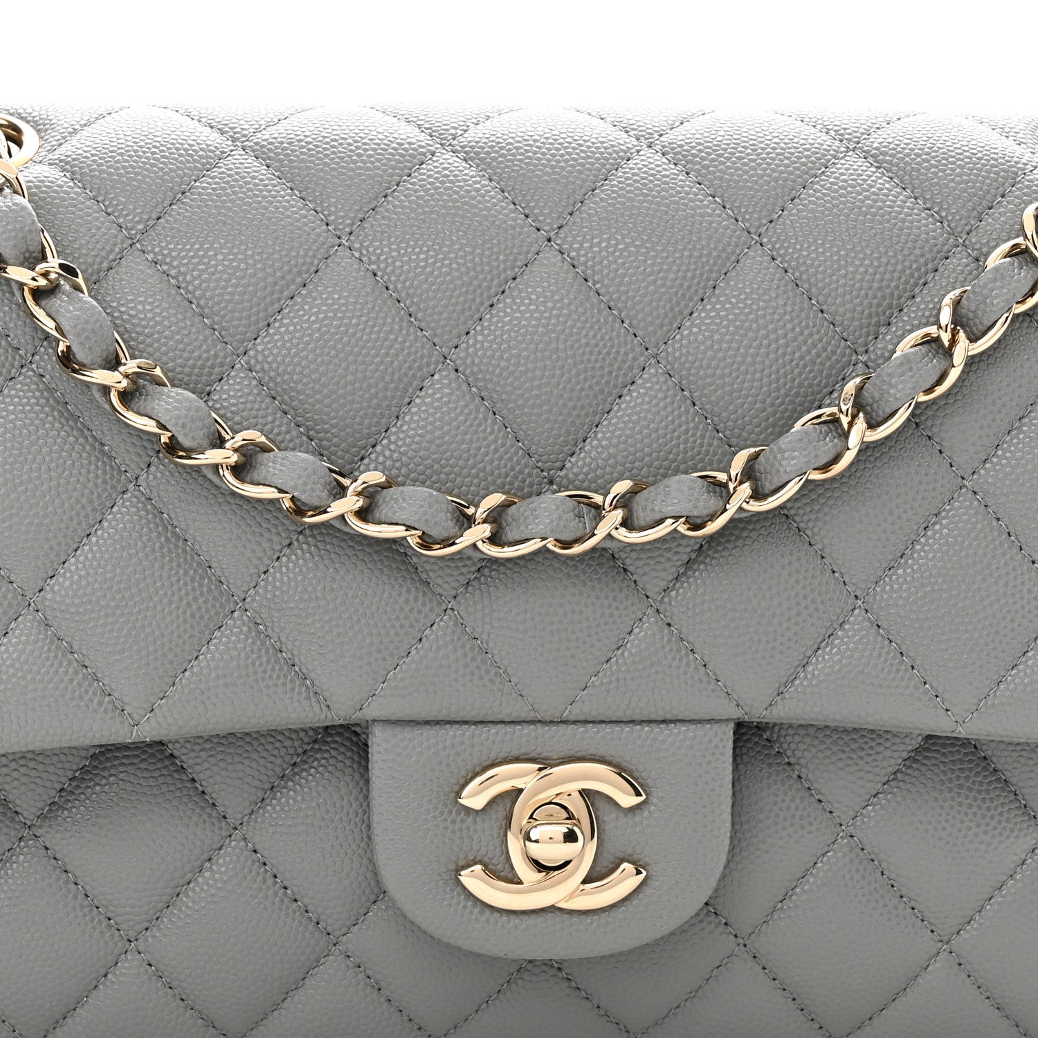 Chanel Caviar Quilted Medium Double Flap Grey 8 of 10