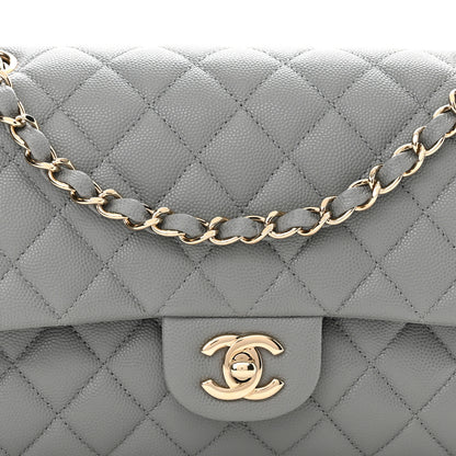Chanel Caviar Quilted Medium Double Flap Grey 8 of 10