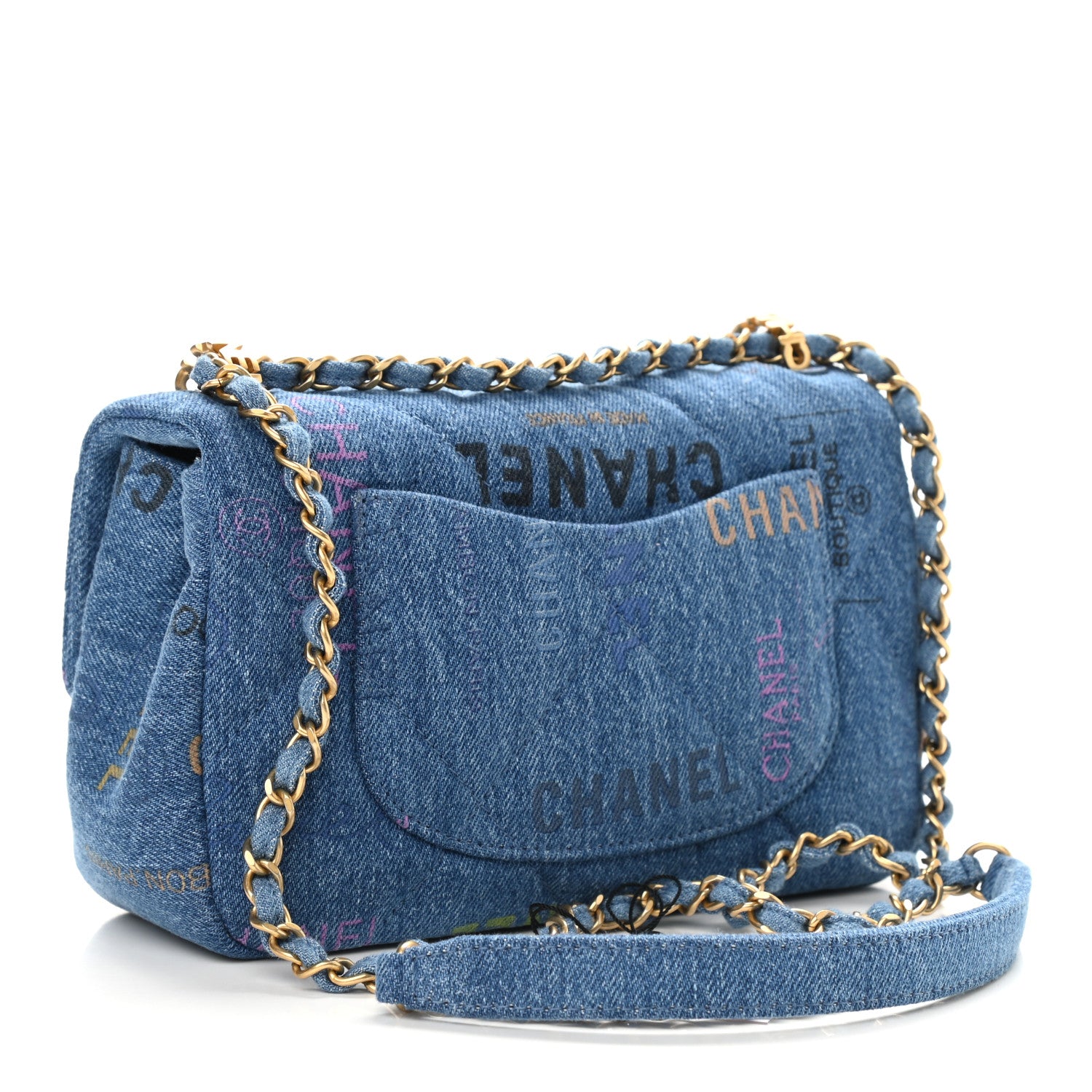 Chanel Denim Quilted Mini Denim Mood Rectangular Flap Blue Multicolor 3 of 9