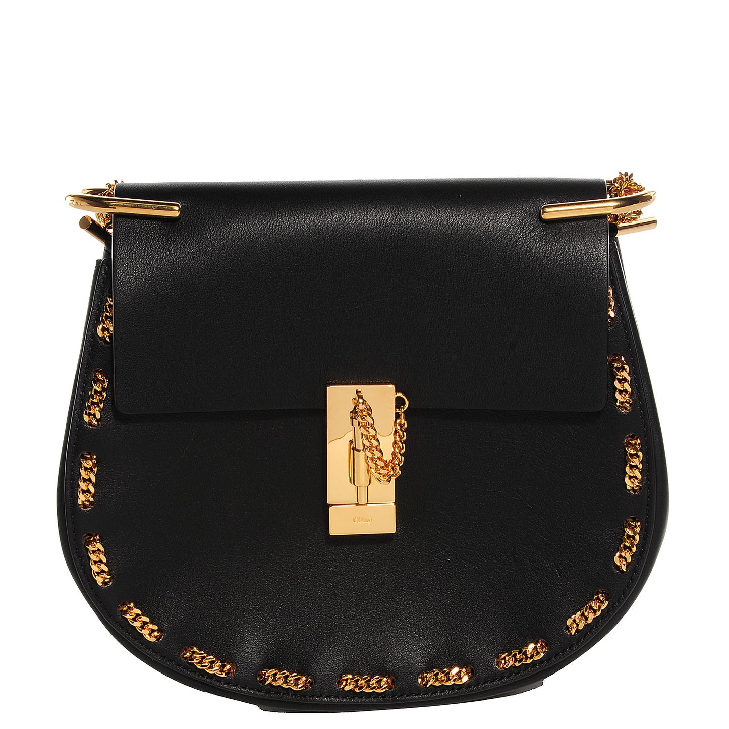 Calfskin Drew Chain Shoulder Bag Black