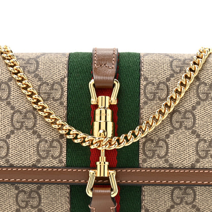 Gucci GG Supreme Monogram Azalea Calfskin Web Jackie 1961 Chain Wallet Beige Ebony Brown Sugar 9 of 12