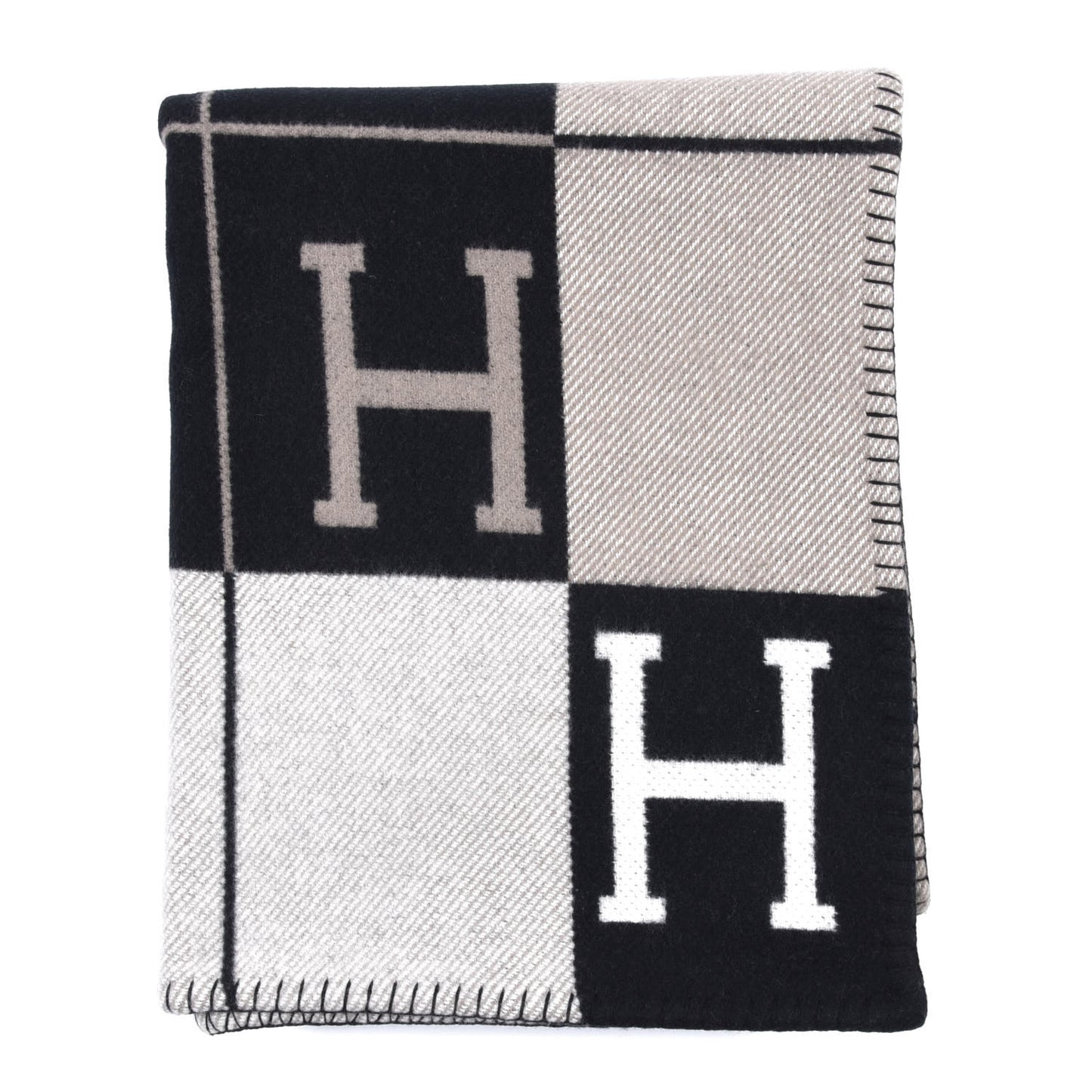 Wool Cashmere Avalon III Blanket Ecru Black