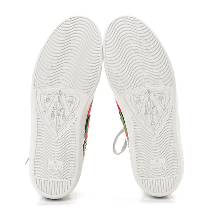 Gucci Metallic Nappa Ayers Web Dragon Embroidered Mens New Ace Sneakers 8.5 Silver 5 of 7