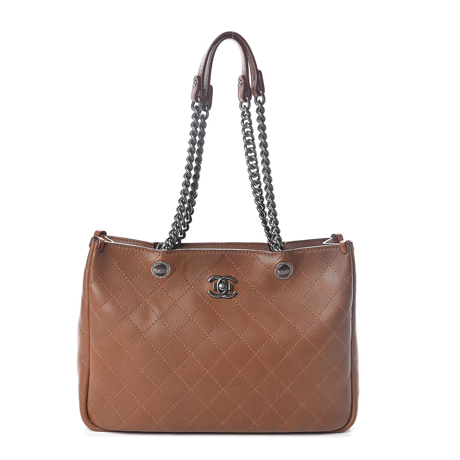 Chanel Calfskin Stitched Shopping Tote Brown 1 of 10