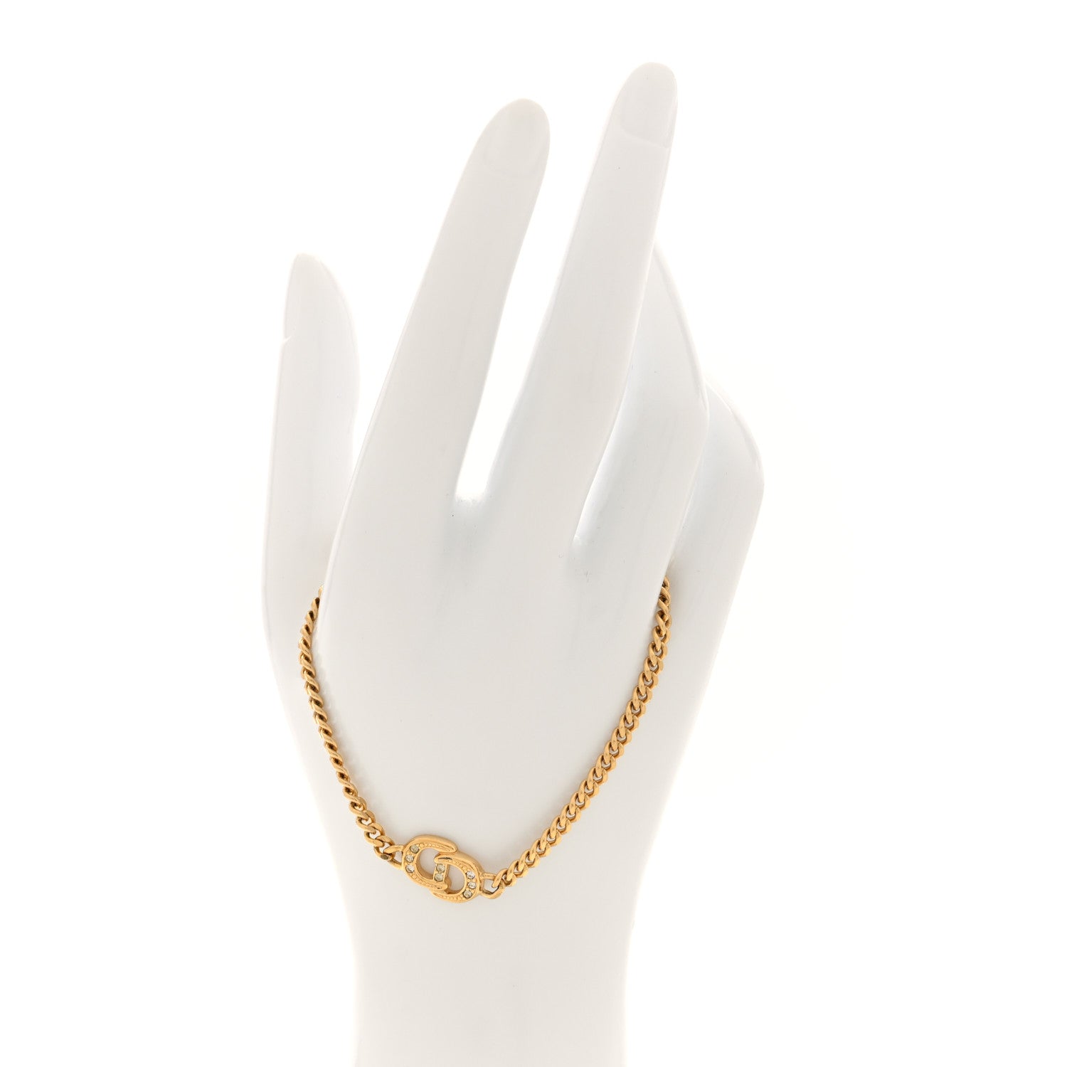 Christian Dior Crystal CD Chain Bracelet Gold 2 of 4