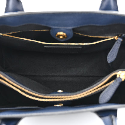 Burberry Derby Calfskin House Check Medium Banner Tote Ink Blue 5 of 15