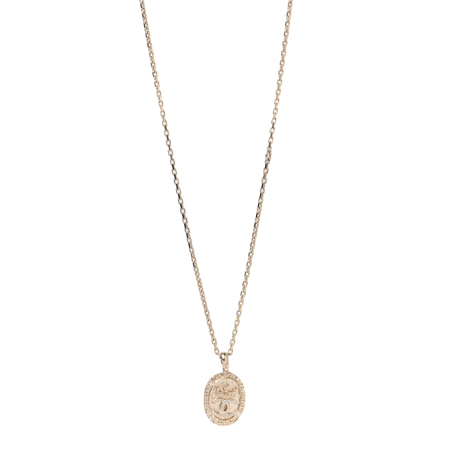 Crystal CC Medallion Necklace Gold