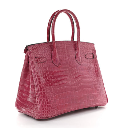 Hermes Shiny Porosus Crocodile Birkin 30 Rose Tyrien 3 of 10