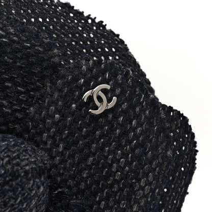 Chanel Tweed Camellia CC Pin Brooch Blue 4 of 4