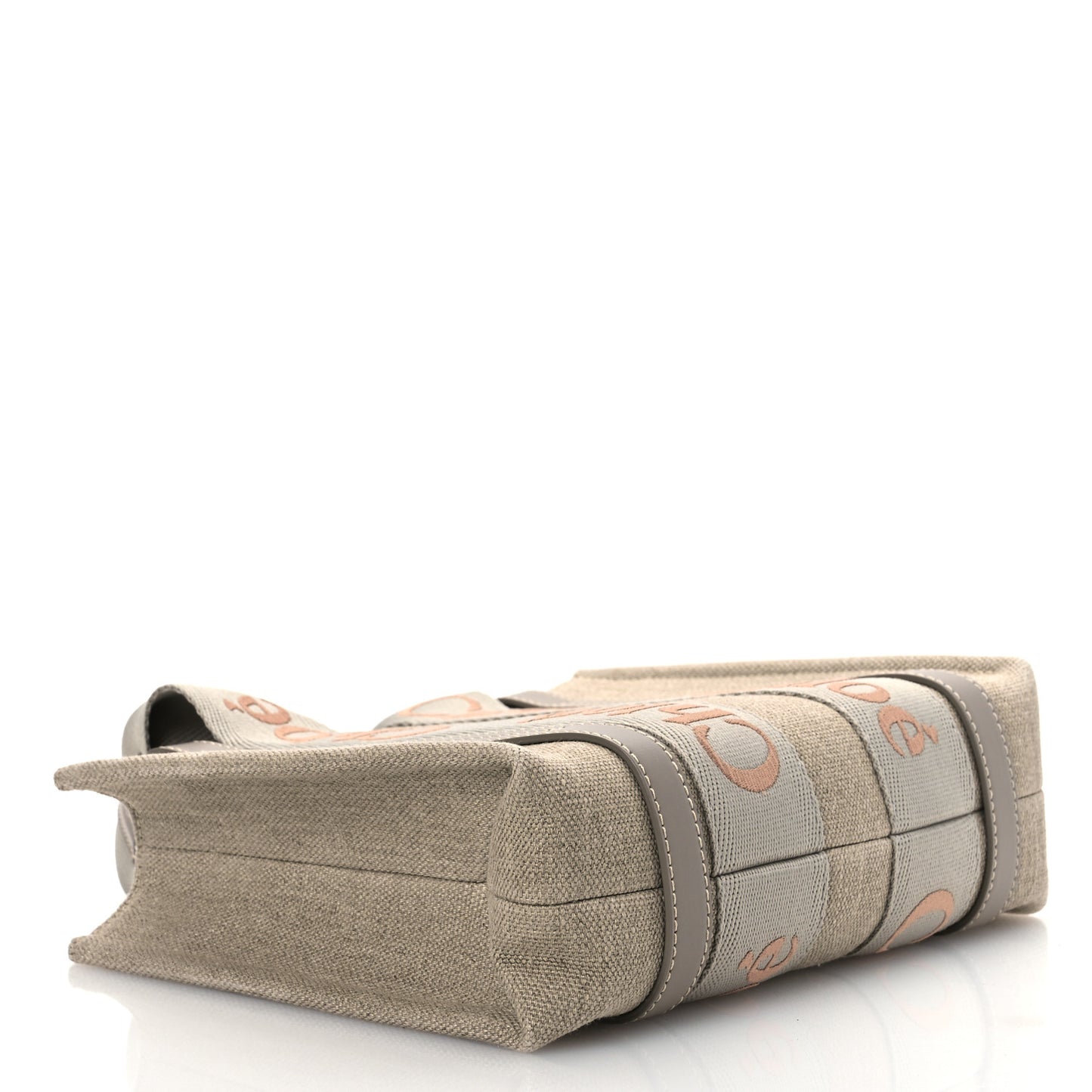 Cotton Calfskin Small Woody Ribbon Tote With Strap  Beige Taupe