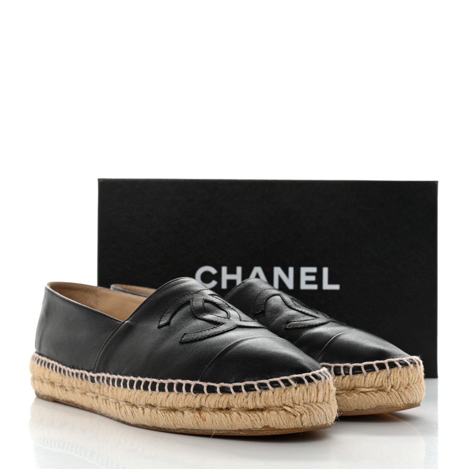 Chanel Lambskin CC Espadrilles 40 Black 10 of 10