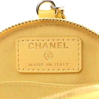 Chanel Caviar Quilted Round Clip On Coin Purse Yellow 6 of 7