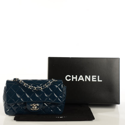 Chanel Patent Calfskin Quilted Mini Rectangular Flap Navy Blue 5 of 9