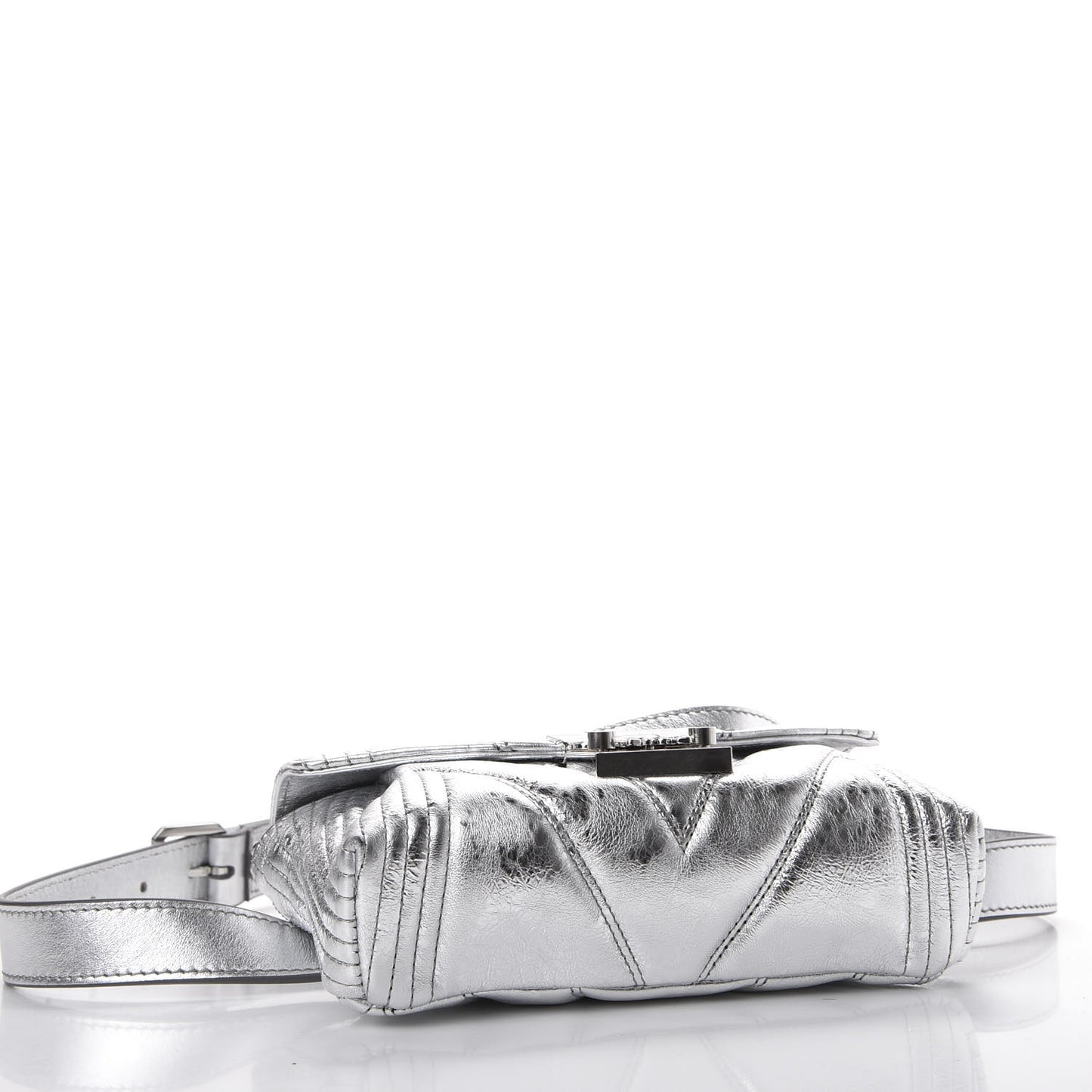 Metallic Calfskin Small Patricia Belt Bag Berlin Silver