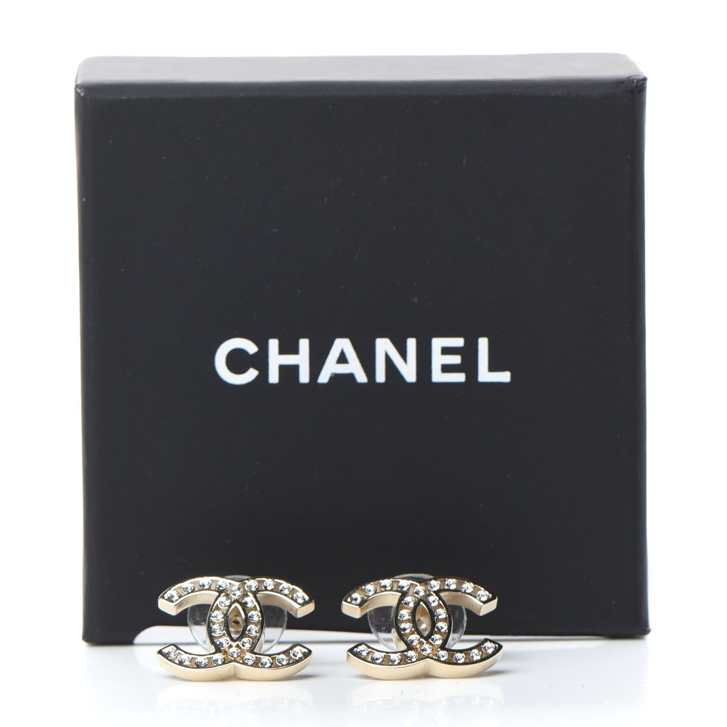 Chanel Crystal CC Large Earrings Gold 5 of 5