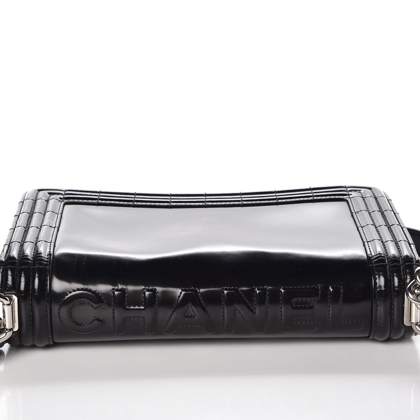 Glazed Calfskin Medium Boy Flap Black
