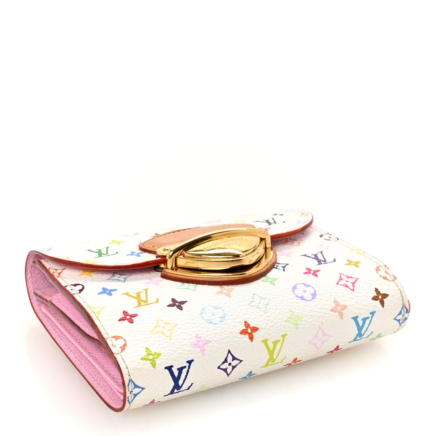 Louis Vuitton Monogram Multicolor Joey Wallet White Litchi 4 of 6