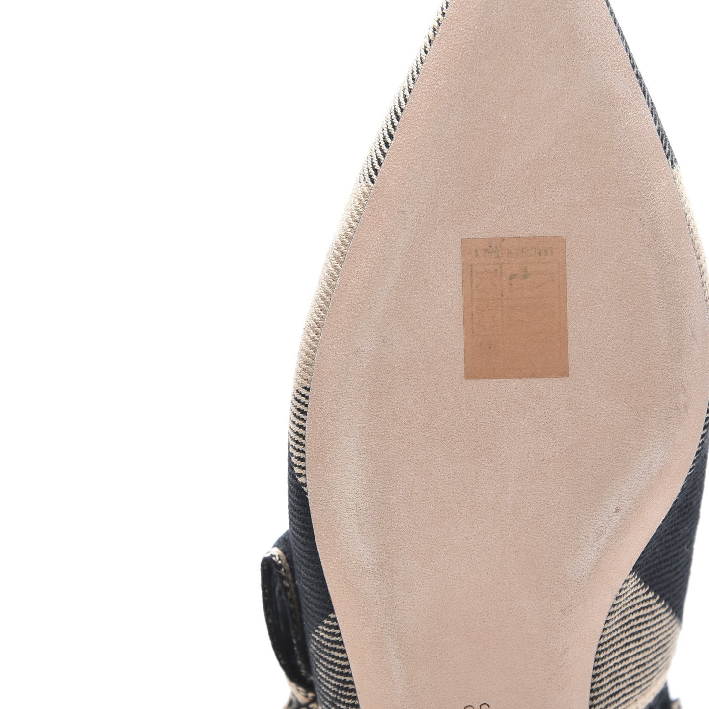Cotton Ribbon Check'N'Dior J'Adior Slingback Ballet Flats 38 Black Beige