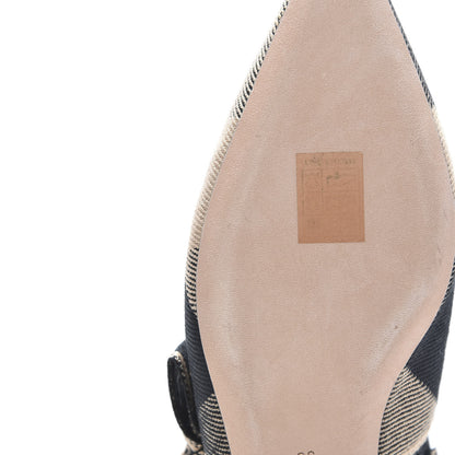 Christian Dior Cotton Ribbon Check'N'Dior J'Adior Slingback Ballet Flats 38 Black Beige 10 of 11