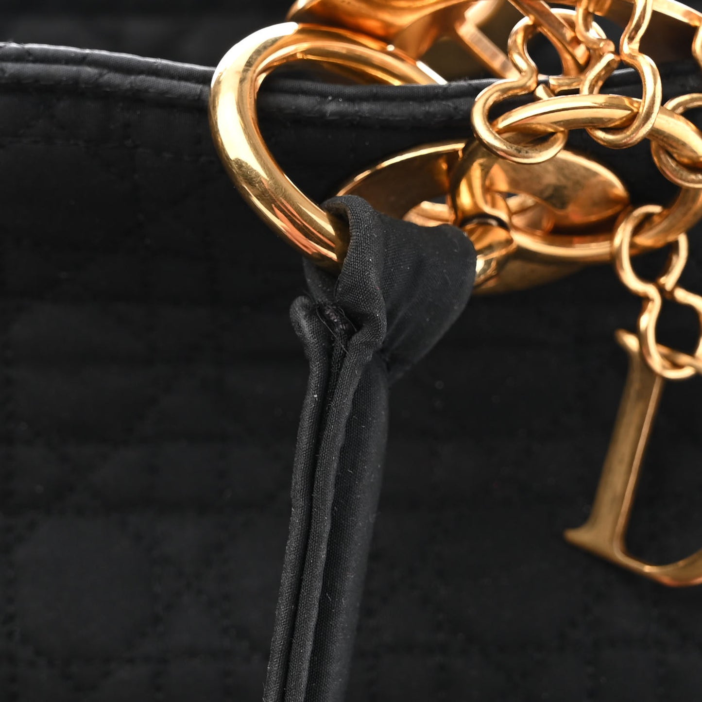 Nylon Cannage Large Lady Dior Tote Black