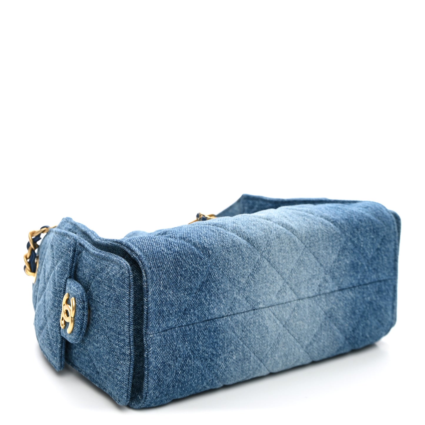 Washed Denim Quilted Mini Chanel 25 Handbag Blue