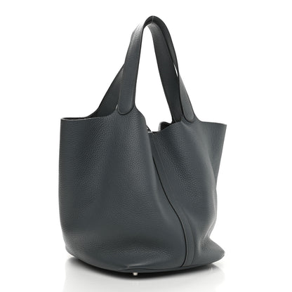 Hermes Taurillon Clemence Picotin Lock 26 GM Bleu Ocean 3 of 12