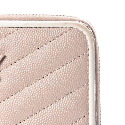 Saint Laurent Grain De Poudre Matelasse Monogram Compact Zip Around Wallet Pale Pink 8 of 11