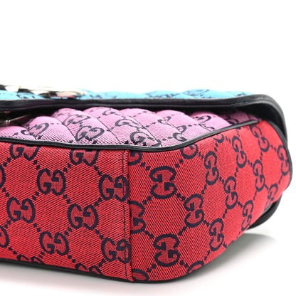 Gucci Monogram Multicolor Matelasse Diagonal Small GG Marmont Shoulder Bag Light Blue Pink Blue Green Red 10 of 12