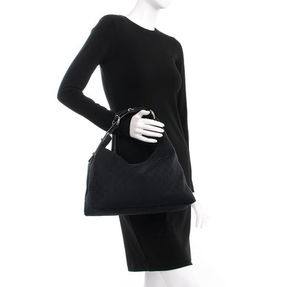 Gucci Monogram Medium Horsebit Chain Hobo Black 2 of 7