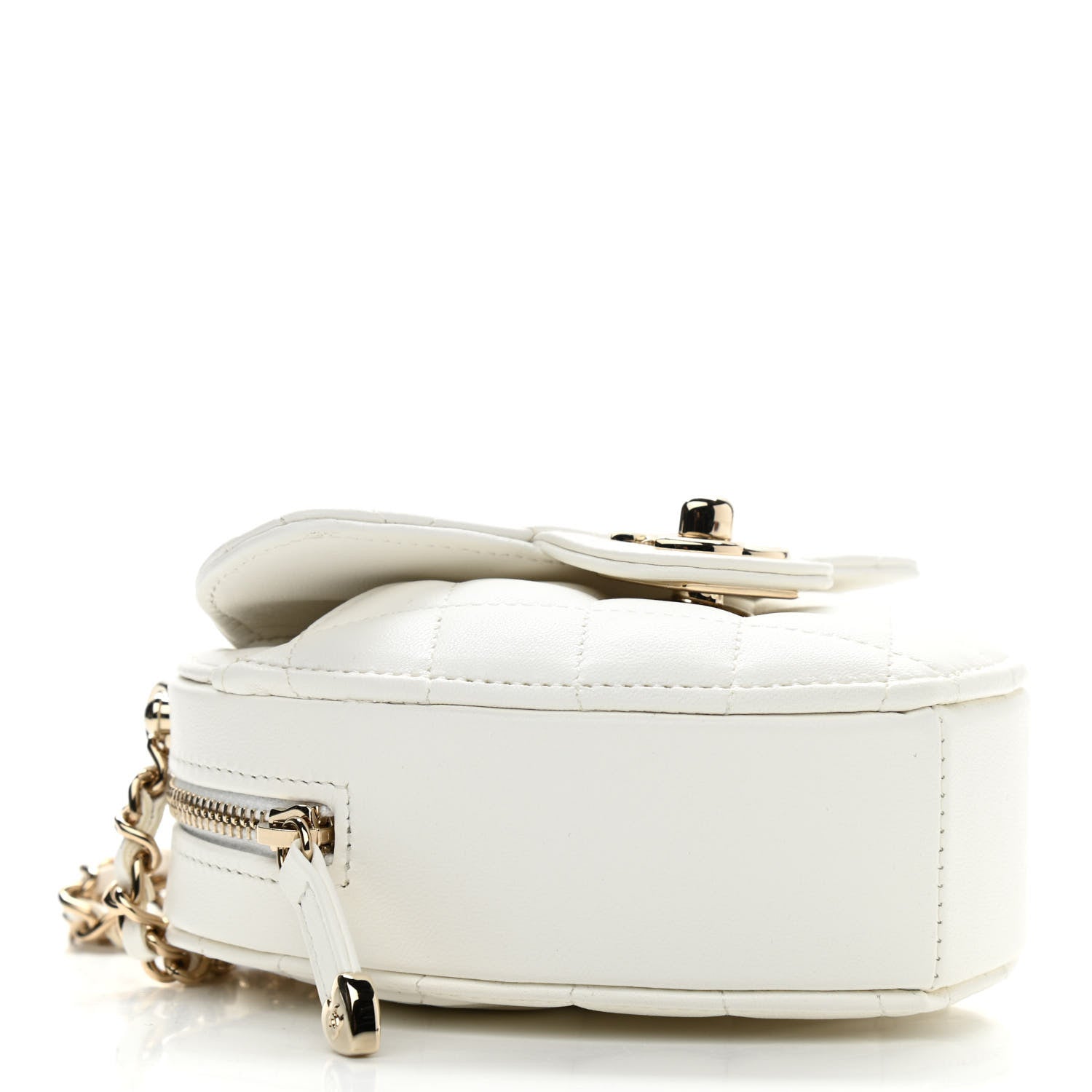 Chanel Lambskin Quilted CC In Love Heart Clutch With Chain White 4 of 11
