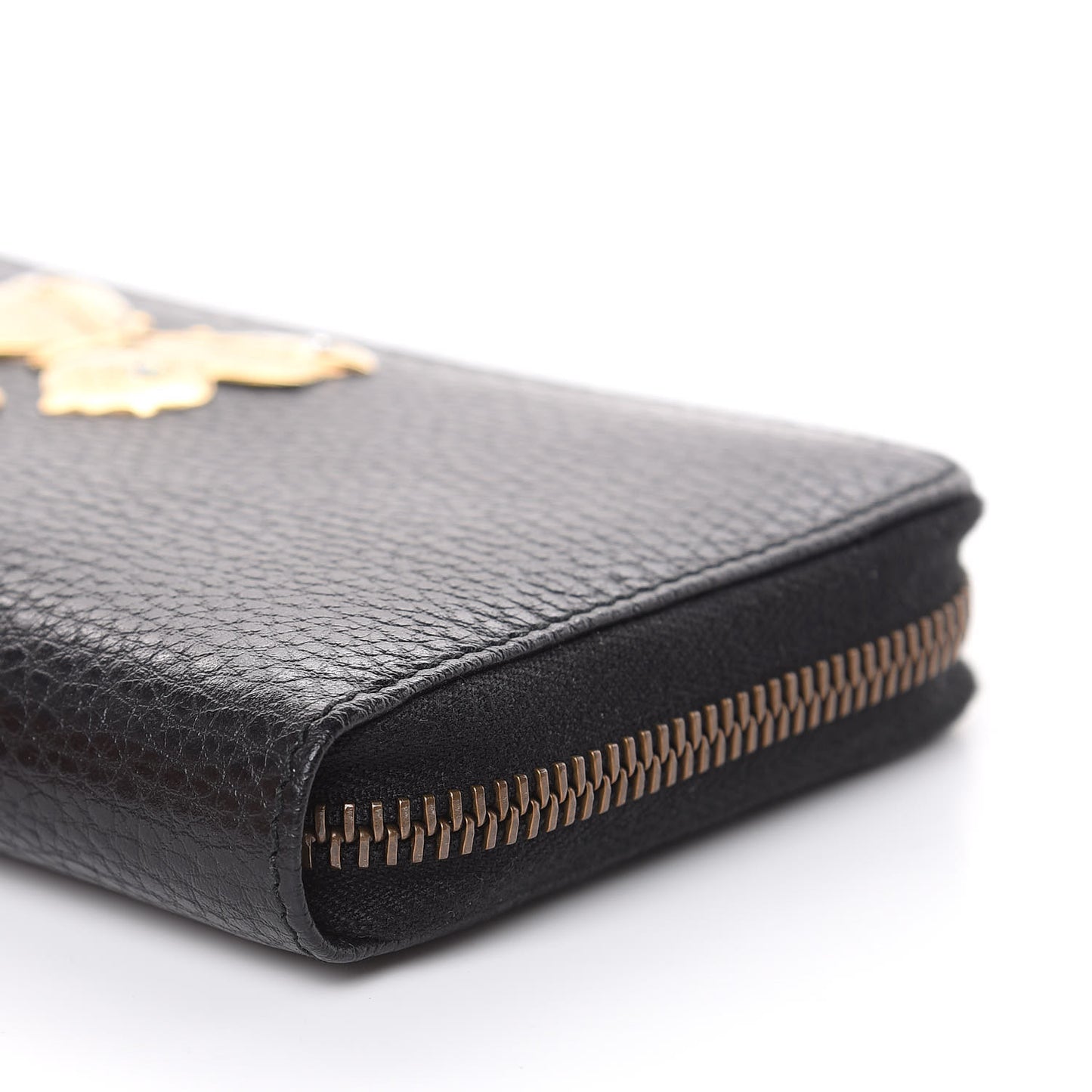 Calfskin Butterfly Zip Around Wallet Black