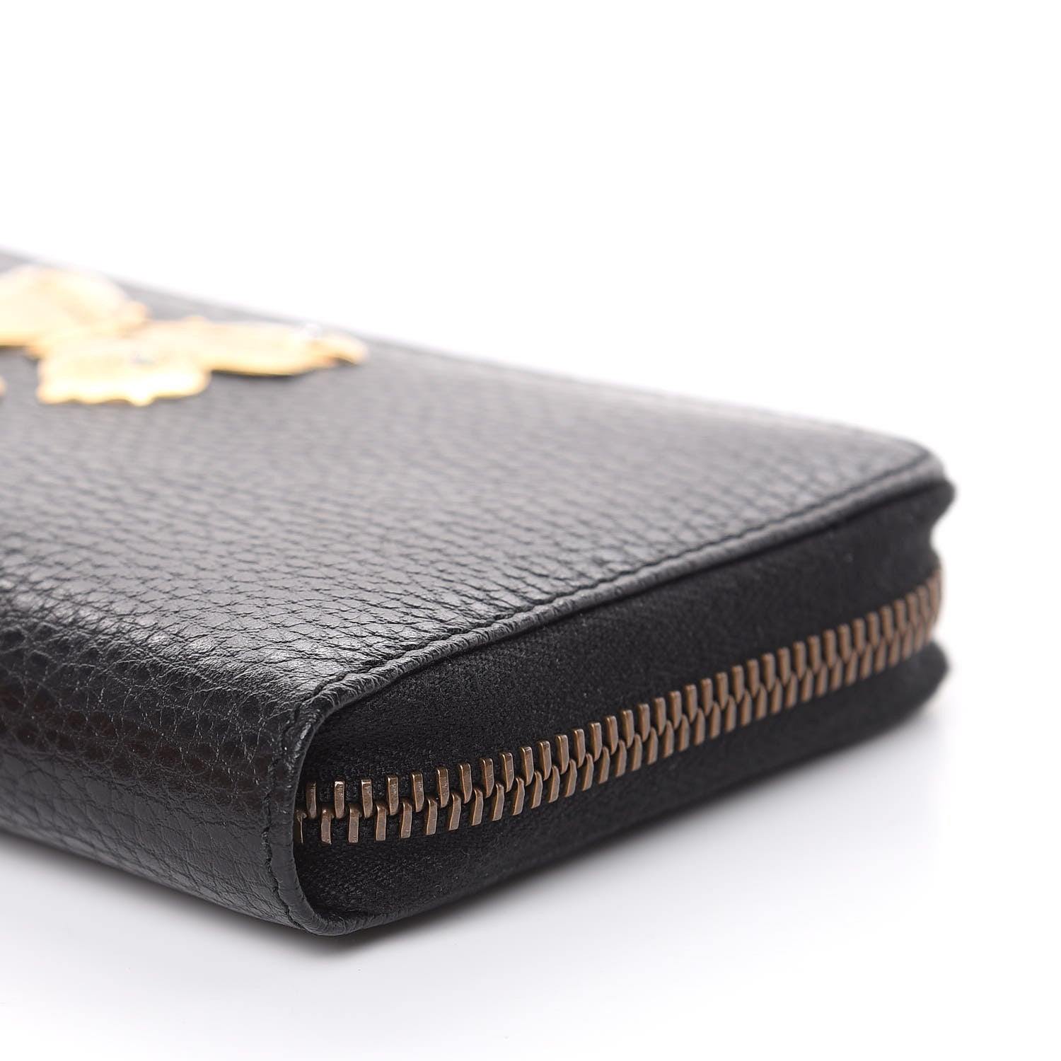 Gucci Calfskin Butterfly Zip Around Wallet Black 9 of 10