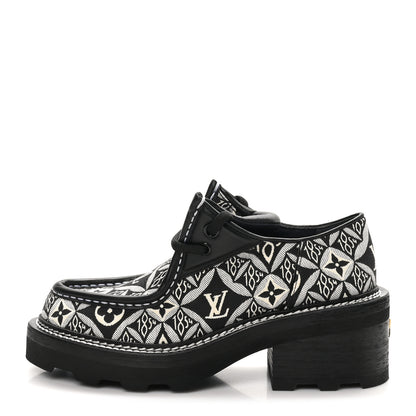 Louis Vuitton Jacquard Calfskin Since 1854 Beaubourg Platform Derby 37 Gray 1 of 9