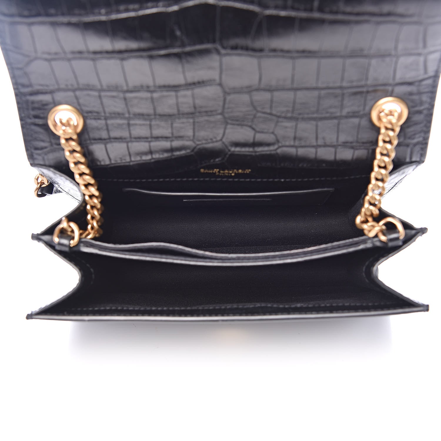 Saint Laurent Calfskin Crocodile Embossed Small Monogram Sunset Black 5 of 11