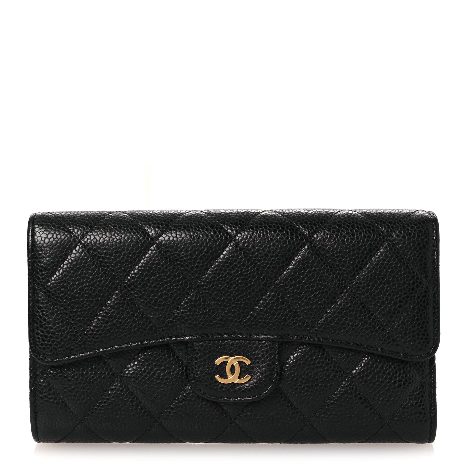 Chanel Caviar Quilted Large Gusset Flap Wallet Black 1 of 12