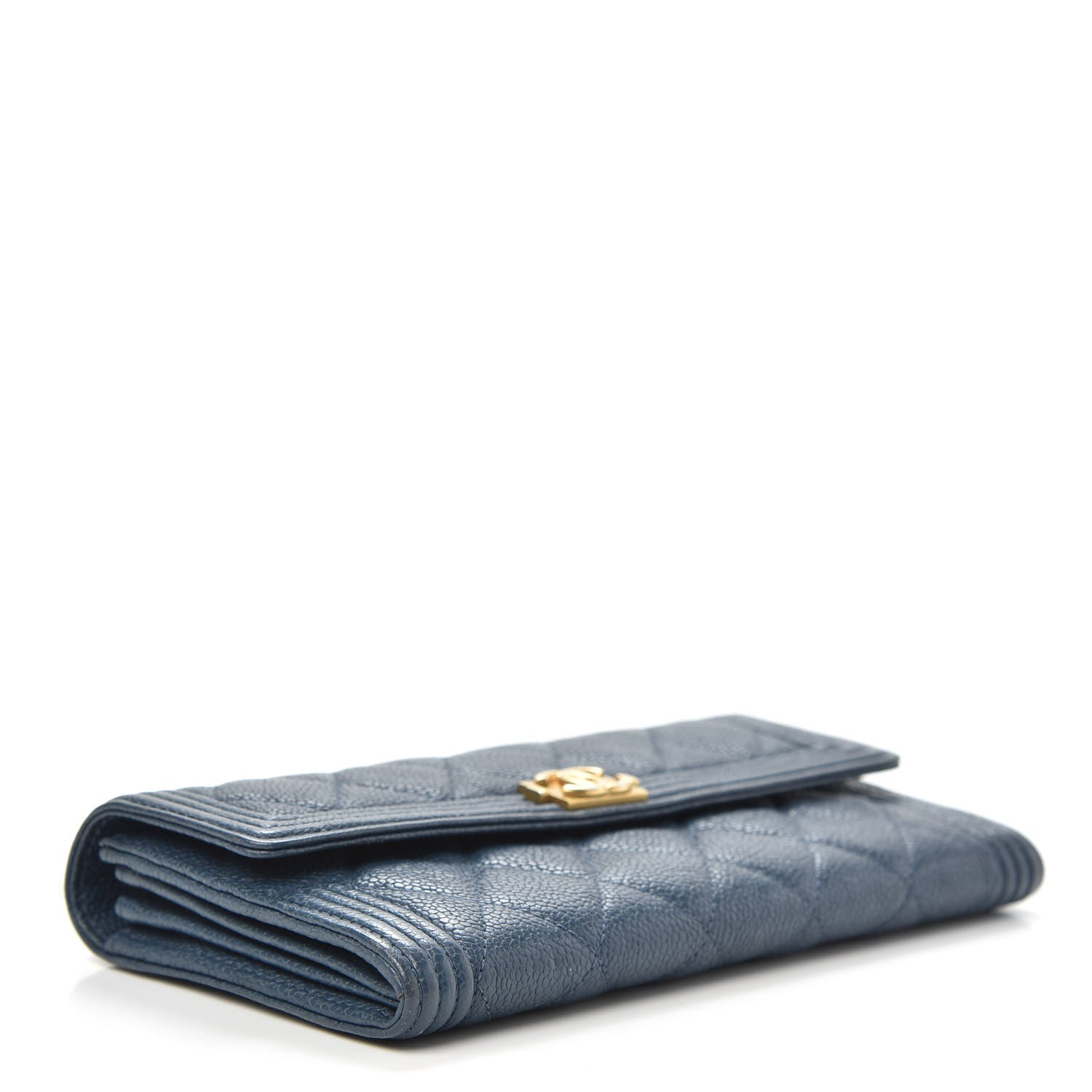 Chanel Caviar Quilted Boy Flap Wallet Blue 4 of 11