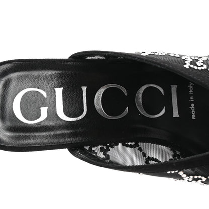 Gucci Tela Retino Kid Scamosciato Crystal GG Monogram Square G 95mm Slide Sandals 37.5 Black 8 of 9