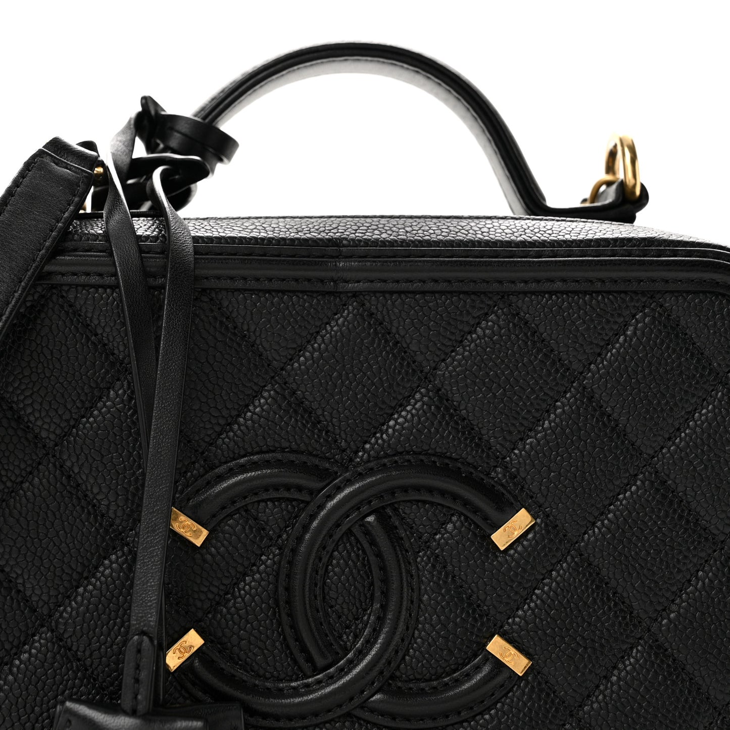 Caviar Quilted Medium CC Filigree Vanity Case Black