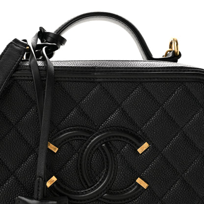 Chanel Caviar Quilted Medium CC Filigree Vanity Case Black 8 of 13