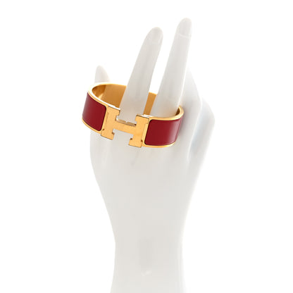 Hermes Enamel Wide Clic Clac H Bracelet PM Rouge Piment 2 of 4