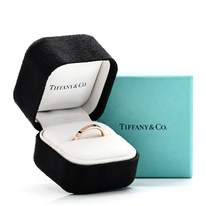 Tiffany 18K Rose Gold Diamond Logo Band Ring 56 7.75 5 of 5