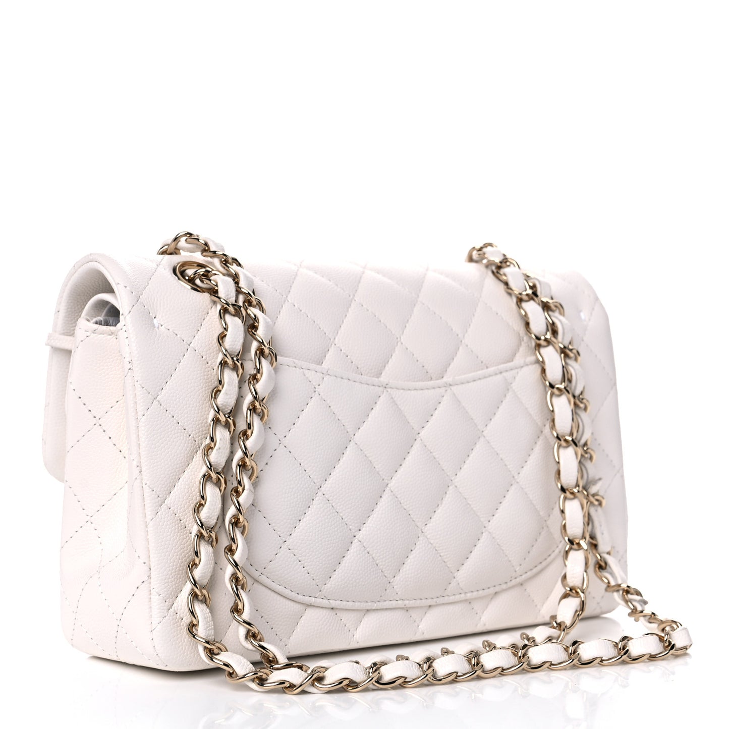 Caviar Quilted Small Double Flap White