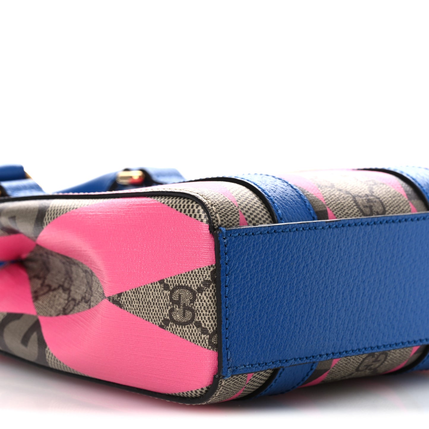 GG Supreme Monogram Textured Dollar Calfskin Rhombus Mini Tote Bag Beige Ebony Pink Blue