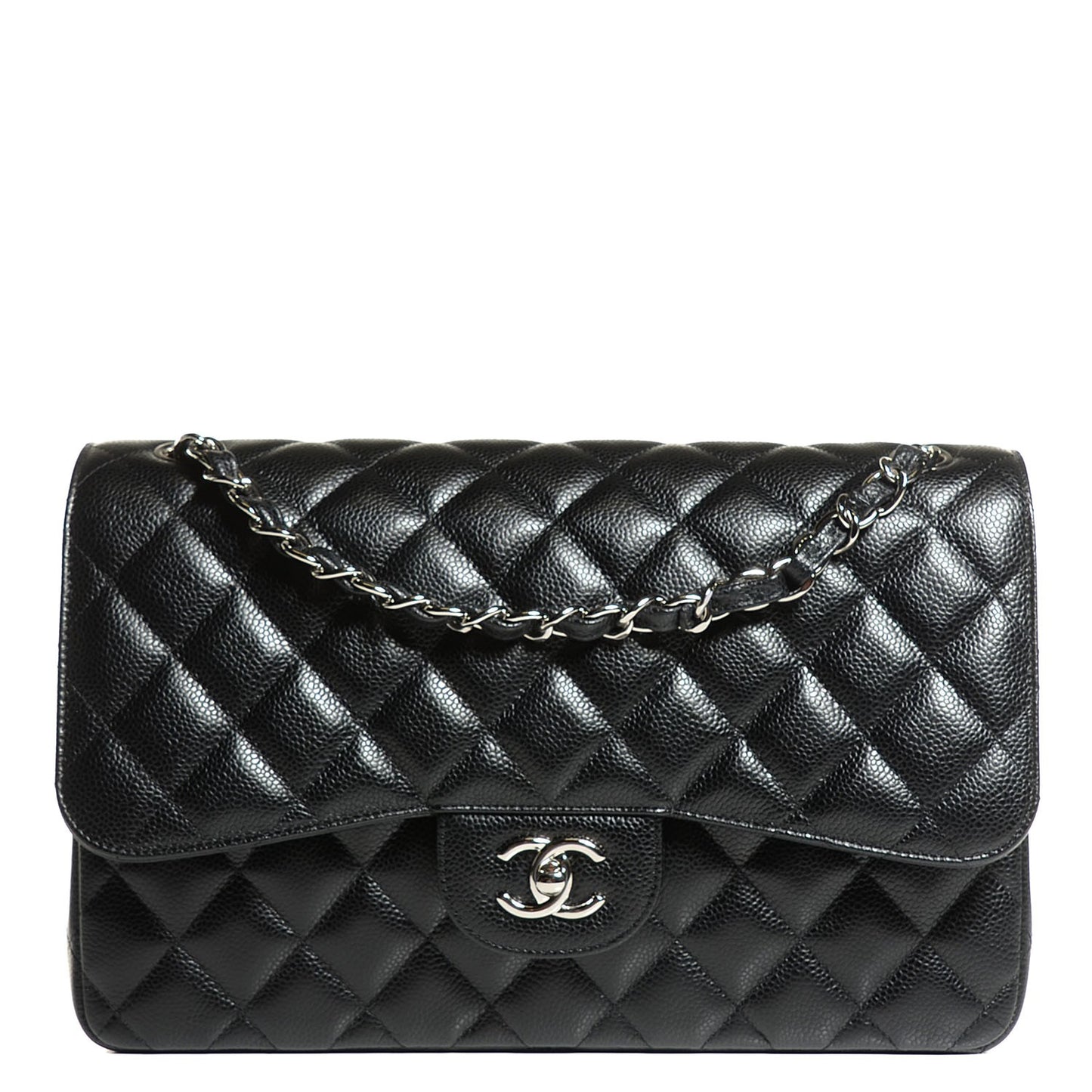 Caviar Quilted Jumbo Double Flap Black