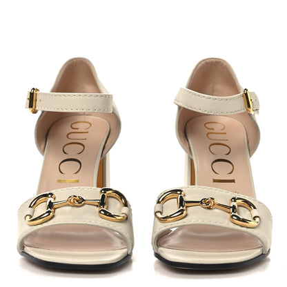 Gucci Nappa Horsebit Cross Strap 95mm Sandals 41 Mystic White 3 of 9