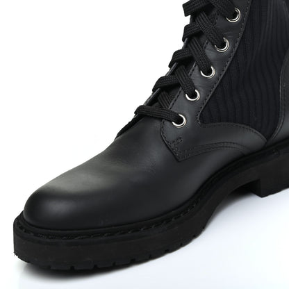 Fendi Calfskin Stretch Fabric FF Rockoko Tall Biker Boots 35 Tobacco Black Marino 9 of 10