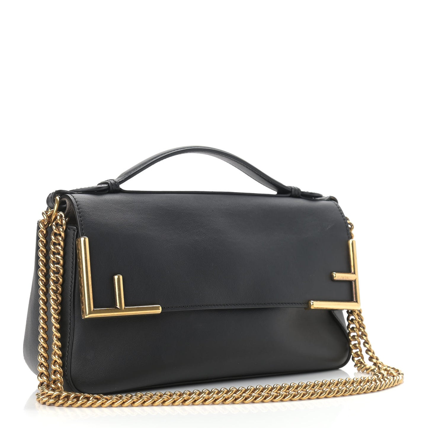 Vitello Grace Glazed Fabric FF 1974 Double F Shoulder Bag Black Mogano Panna