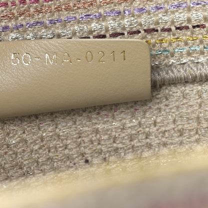 Christian Dior Canvas Embroidered Medium Stripes Book Tote Beige Multicolor 7 of 9
